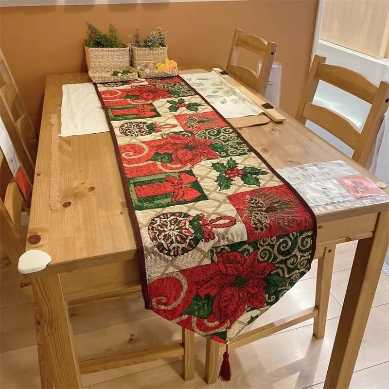 Рождественская дорожка на стол из хлопка для праздничного декора