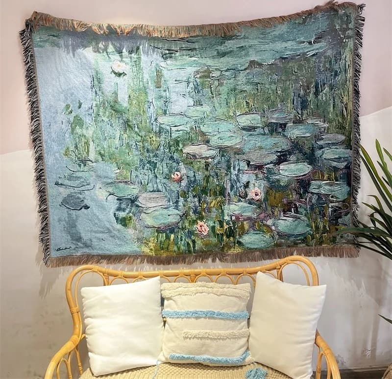 Плед с винтажным арт-принтом для декора дивана, 130x160 см